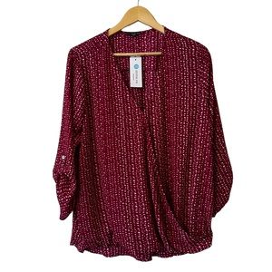 Women’s XXL West Kei Allan Surplice Rolltab High Low Blouse. Never Worn. Fuchsia